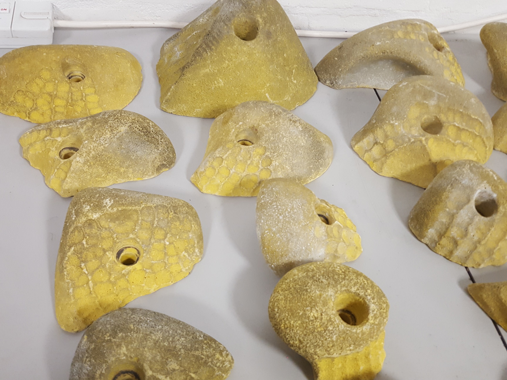 Image of Lot of 25 Yellow Bouldering / Rock Climbing Grips Hand / Foot - No Bolts