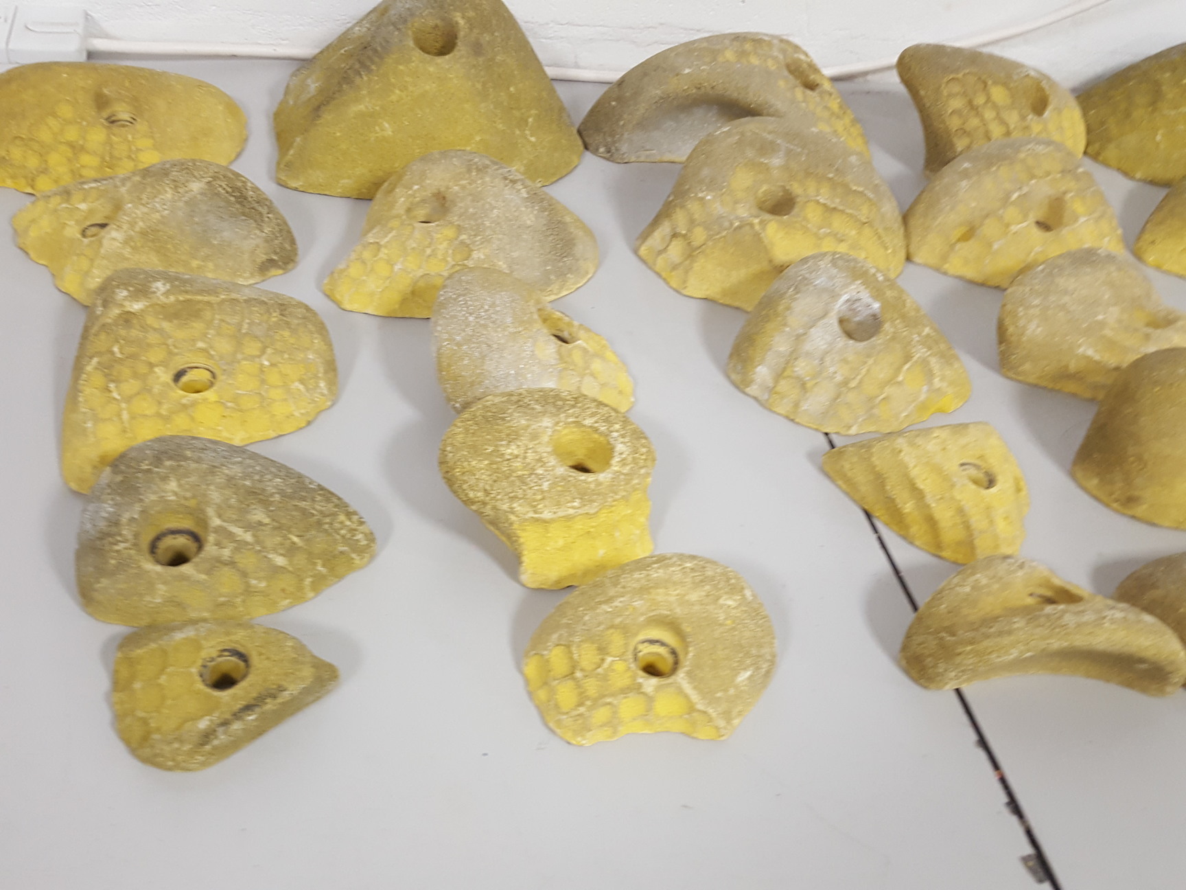 Image of Lot of 25 Yellow Bouldering / Rock Climbing Grips Hand / Foot - No Bolts