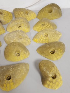 Thumbnail image of Lot of 25 Yellow Bouldering / Rock Climbing Grips Hand / Foot - No Bolts