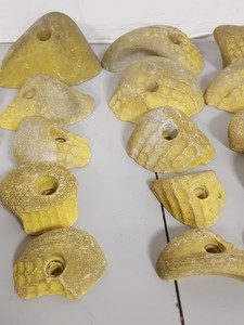 Thumbnail image of Lot of 25 Yellow Bouldering / Rock Climbing Grips Hand / Foot - No Bolts