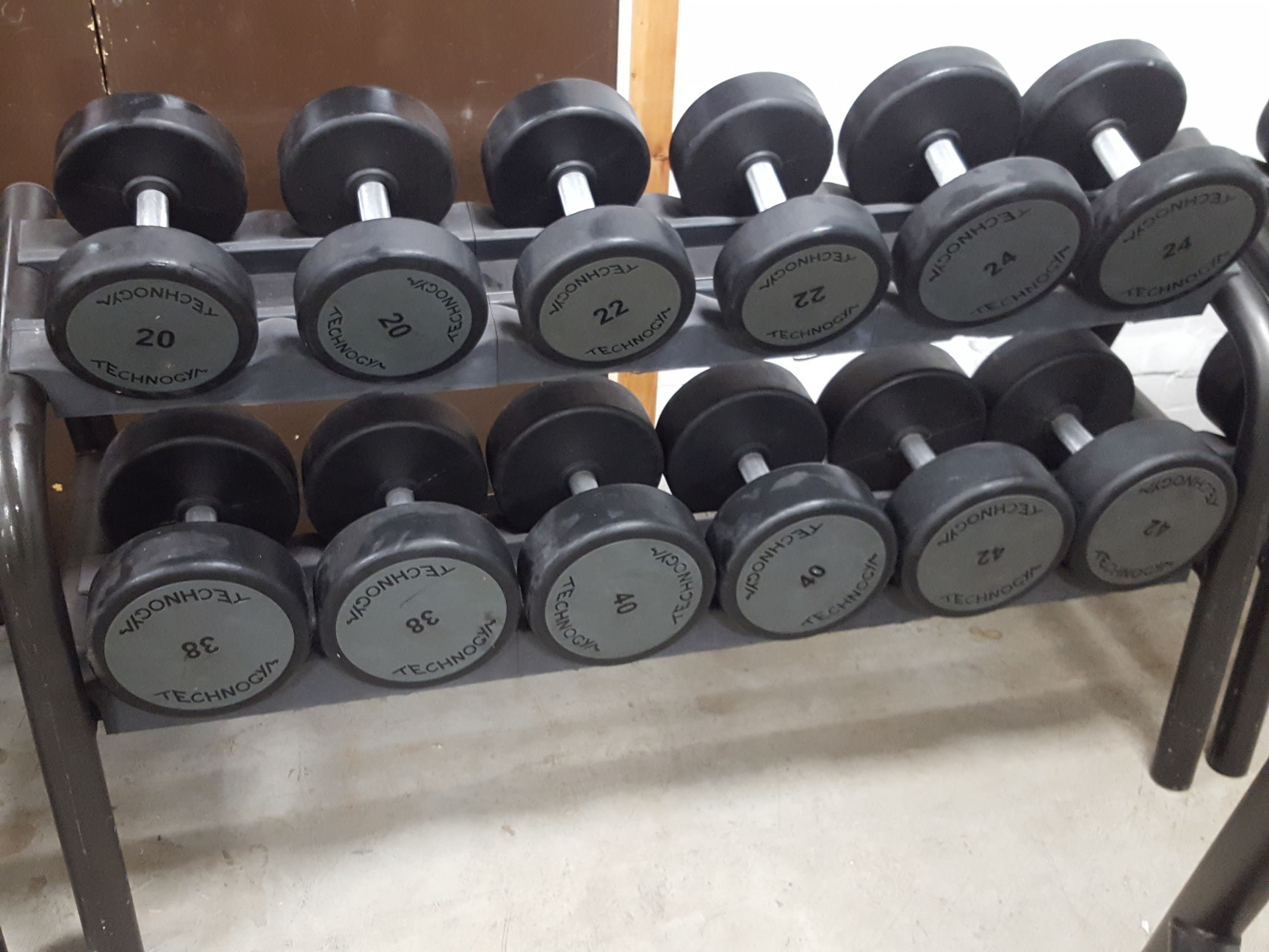 Image of Technogym Dumbbell Complete Set 12 to 48kg With 5 Racks, 1460kg Total