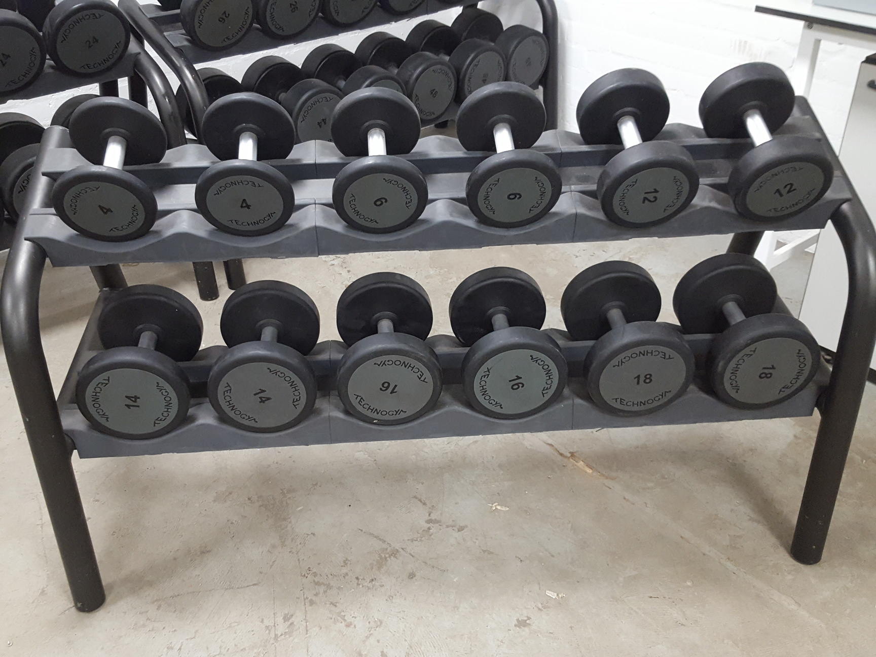 Image of Technogym Dumbbell Complete Set 12 to 48kg With 5 Racks, 1460kg Total
