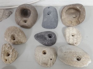 Thumbnail image of Lot of 25 White Bouldering / Rock Climbing Grips Hand / Foot - No Bolts