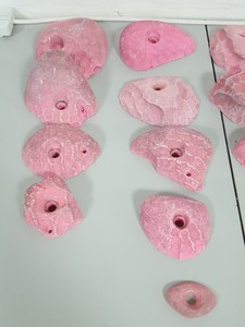Thumbnail image of Lot of 22 Pink Bouldering / Rock Climbing Grips Hand / Foot - No Bolts