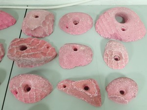 Thumbnail image of Lot of 22 Pink Bouldering / Rock Climbing Grips Hand / Foot - No Bolts