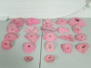 Thumbnail image of Lot of 22 Pink Bouldering / Rock Climbing Grips Hand / Foot - No Bolts