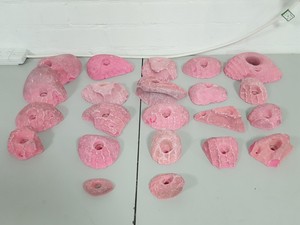 Thumbnail image of Lot of 22 Pink Bouldering / Rock Climbing Grips Hand / Foot - No Bolts