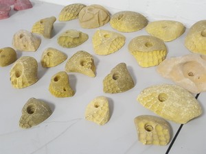 Thumbnail image of Lot of 21 Yellow Bouldering / Rock Climbing Grips Hand / Foot - No Bolts