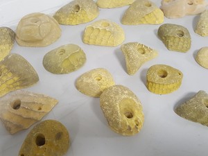 Thumbnail image of Lot of 21 Yellow Bouldering / Rock Climbing Grips Hand / Foot - No Bolts