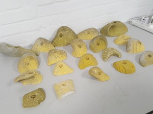 Thumbnail image of Lot of 20 Yellow Bouldering / Rock Climbing Grips Hand / Foot - No Bolts