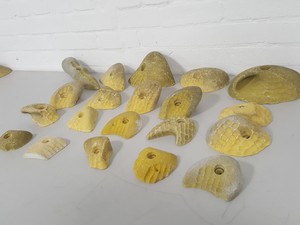 Thumbnail image of Lot of 20 Yellow Bouldering / Rock Climbing Grips Hand / Foot - No Bolts