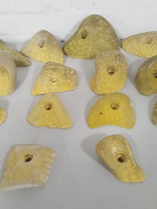 Thumbnail image of Lot of 20 Yellow Bouldering / Rock Climbing Grips Hand / Foot - No Bolts