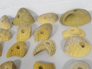 Thumbnail image of Lot of 20 Yellow Bouldering / Rock Climbing Grips Hand / Foot - No Bolts