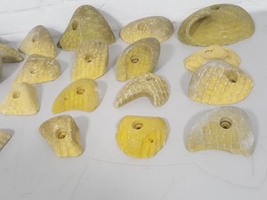Thumbnail image of Lot of 20 Yellow Bouldering / Rock Climbing Grips Hand / Foot - No Bolts