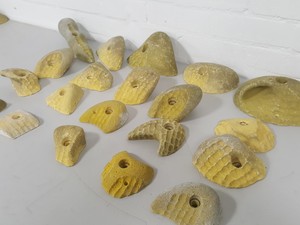 Thumbnail image of Lot of 20 Yellow Bouldering / Rock Climbing Grips Hand / Foot - No Bolts