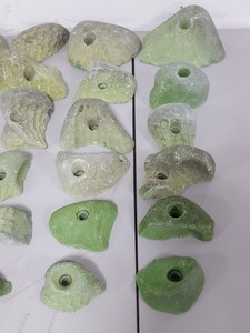 Thumbnail image of Lot of 34 Green Bouldering / Rock Climbing Grips Hand / Foot - No Bolts