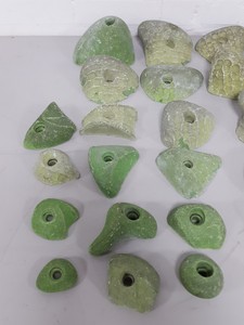 Thumbnail image of Lot of 34 Green Bouldering / Rock Climbing Grips Hand / Foot - No Bolts