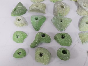 Thumbnail image of Lot of 34 Green Bouldering / Rock Climbing Grips Hand / Foot - No Bolts