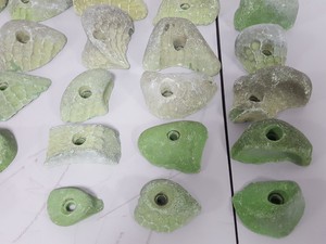 Thumbnail image of Lot of 34 Green Bouldering / Rock Climbing Grips Hand / Foot - No Bolts