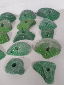 Thumbnail image of Lot of 25 Green Bouldering / Rock Climbing Grips Hand / Foot - No Bolts