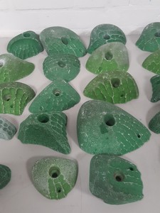 Thumbnail image of Lot of 25 Green Bouldering / Rock Climbing Grips Hand / Foot - No Bolts