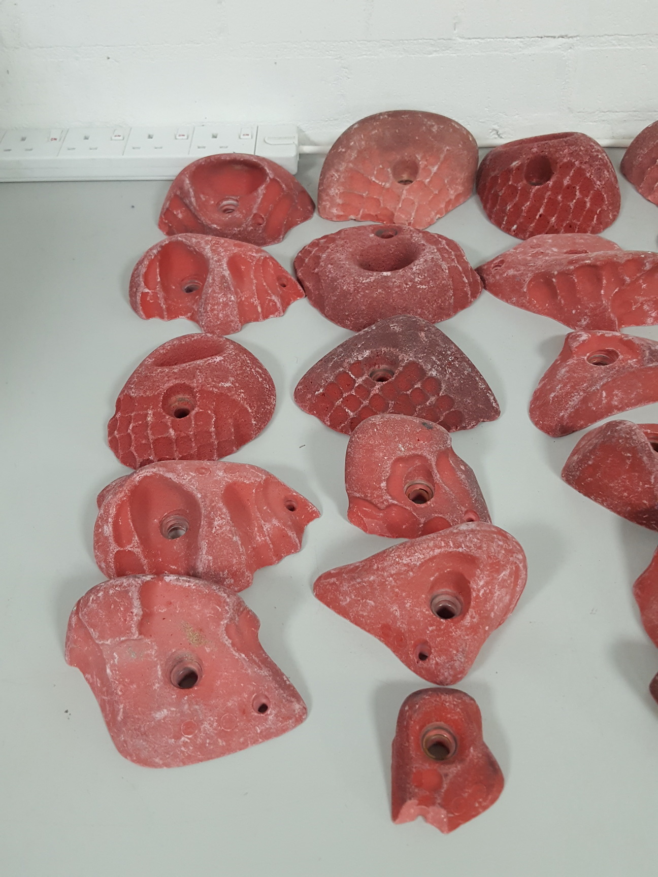 Image of Lot of 36 Red Bouldering / Rock Climbing Grips Hand / Foot - No Bolts