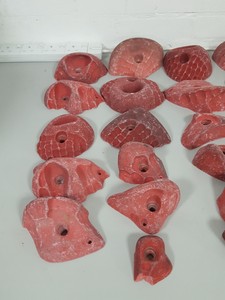 Thumbnail image of Lot of 36 Red Bouldering / Rock Climbing Grips Hand / Foot - No Bolts