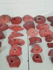 Thumbnail image of Lot of 36 Red Bouldering / Rock Climbing Grips Hand / Foot - No Bolts