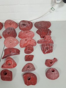Thumbnail image of Lot of 36 Red Bouldering / Rock Climbing Grips Hand / Foot - No Bolts