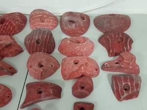 Thumbnail image of Lot of 36 Red Bouldering / Rock Climbing Grips Hand / Foot - No Bolts
