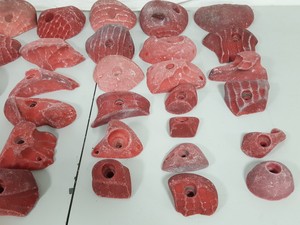 Thumbnail image of Lot of 36 Red Bouldering / Rock Climbing Grips Hand / Foot - No Bolts