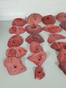 Thumbnail image of Lot of 36 Red Bouldering / Rock Climbing Grips Hand / Foot - No Bolts