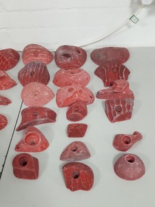 Thumbnail image of Lot of 36 Red Bouldering / Rock Climbing Grips Hand / Foot - No Bolts