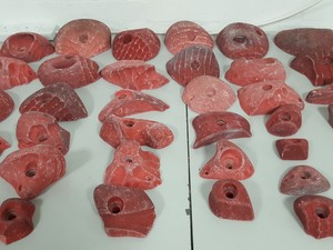Thumbnail image of Lot of 36 Red Bouldering / Rock Climbing Grips Hand / Foot - No Bolts