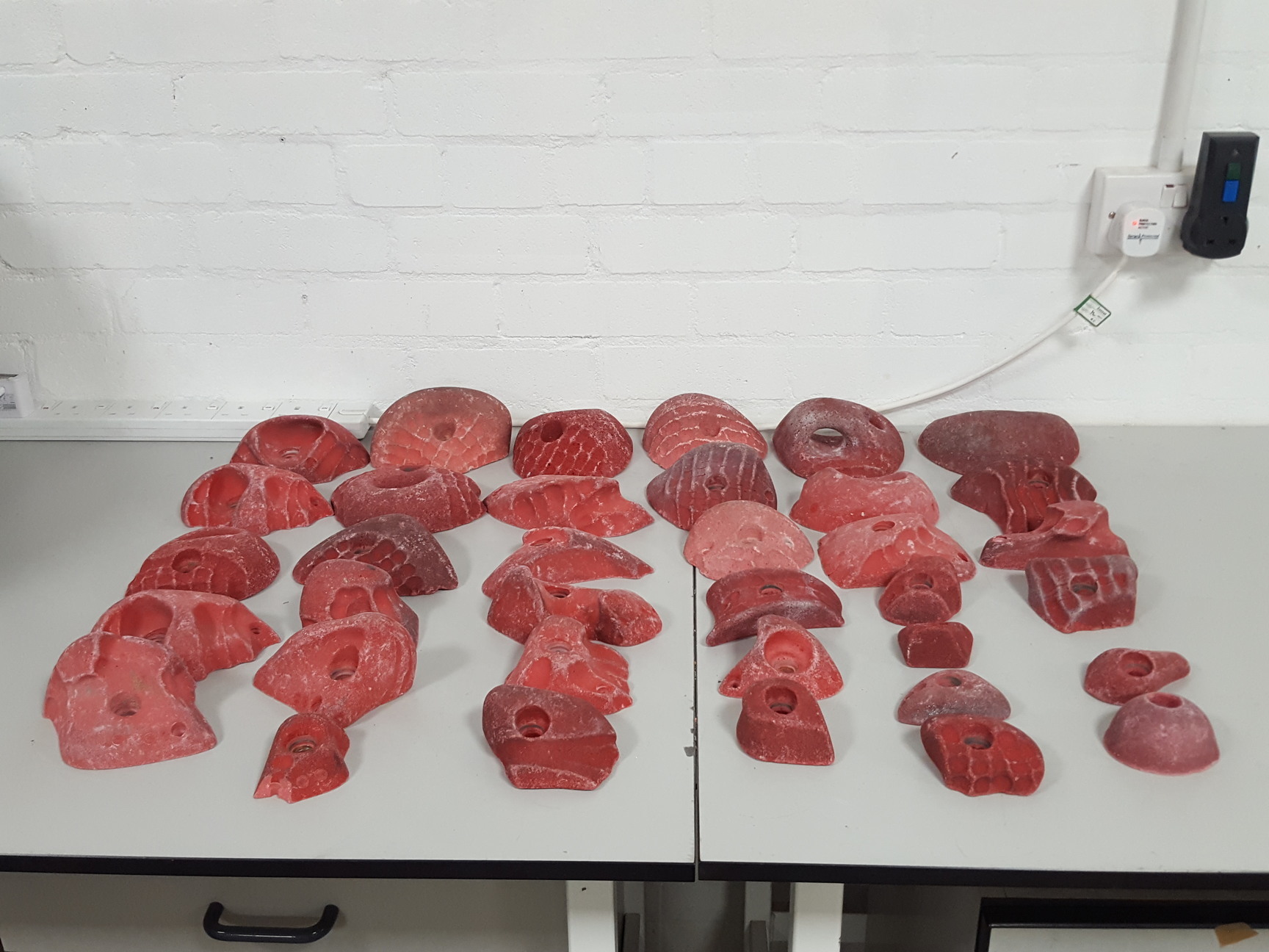 Image of Lot of 36 Red Bouldering / Rock Climbing Grips Hand / Foot - No Bolts