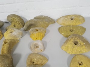 Thumbnail image of Lot of 25 Yellow Bouldering / Rock Climbing Grips Hand / Foot - No Bolts