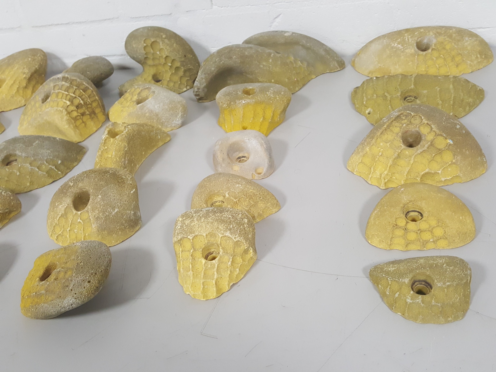 Image of Lot of 25 Yellow Bouldering / Rock Climbing Grips Hand / Foot - No Bolts