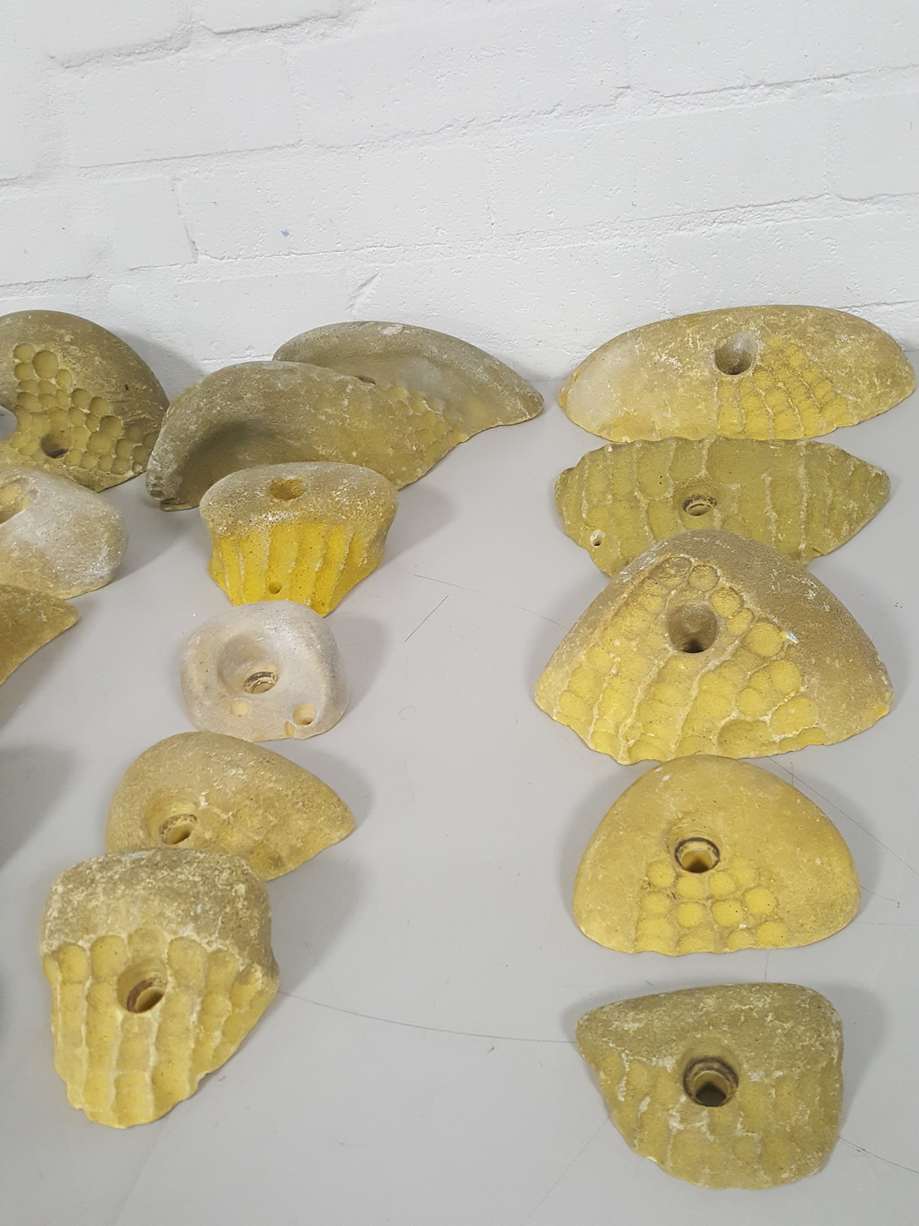 Image of Lot of 25 Yellow Bouldering / Rock Climbing Grips Hand / Foot - No Bolts