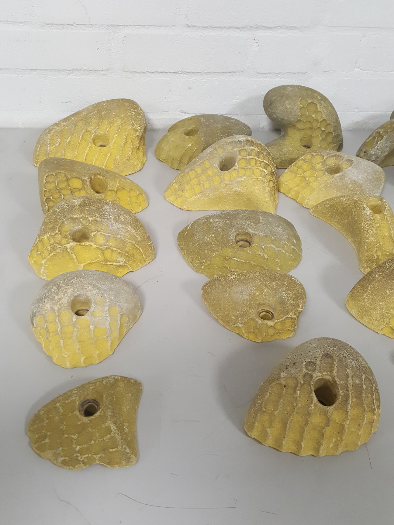 Image of Lot of 25 Yellow Bouldering / Rock Climbing Grips Hand / Foot - No Bolts