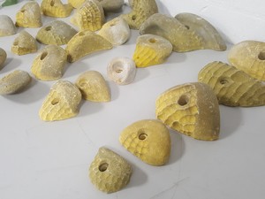 Thumbnail image of Lot of 25 Yellow Bouldering / Rock Climbing Grips Hand / Foot - No Bolts