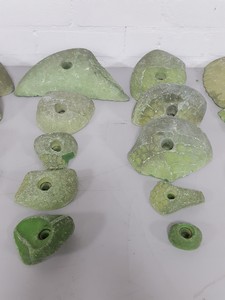 Thumbnail image of Lot of 25 Green Bouldering / Rock Climbing Grips Hand / Foot - No Bolts