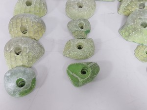 Thumbnail image of Lot of 25 Green Bouldering / Rock Climbing Grips Hand / Foot - No Bolts