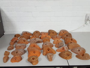 Thumbnail image of Lot of 36 Orange Bouldering / Rock Climbing Grips Hand / Foot - No Bolts