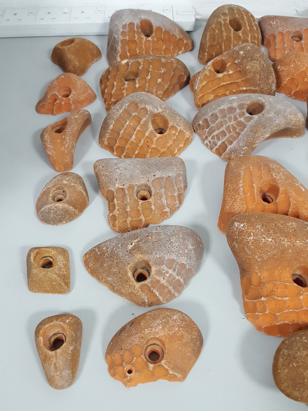 Image of Lot of 36 Orange Bouldering / Rock Climbing Grips Hand / Foot - No Bolts