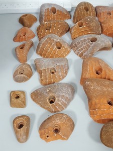 Thumbnail image of Lot of 36 Orange Bouldering / Rock Climbing Grips Hand / Foot - No Bolts