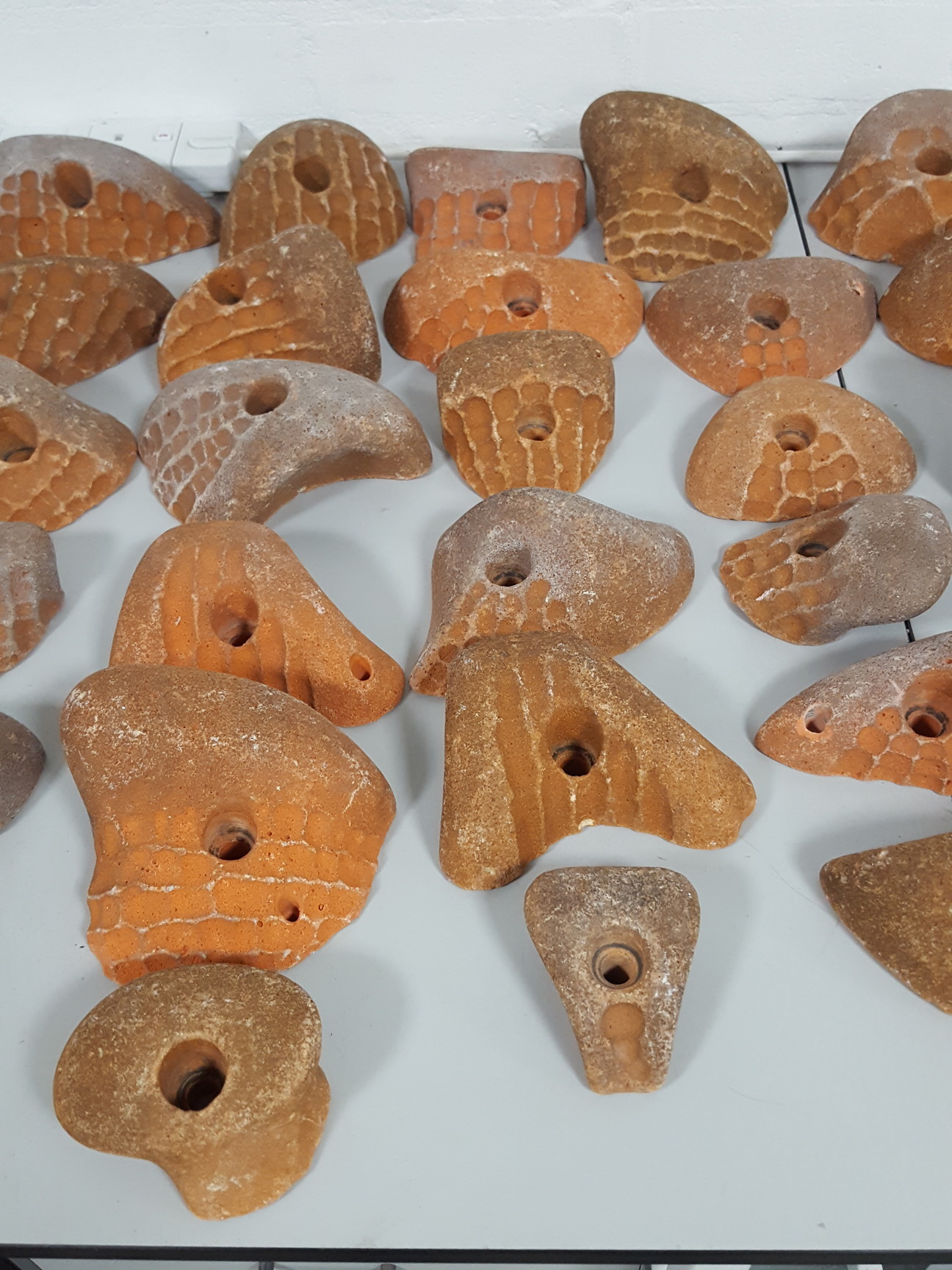 Image of Lot of 36 Orange Bouldering / Rock Climbing Grips Hand / Foot - No Bolts
