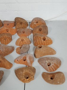 Thumbnail image of Lot of 36 Orange Bouldering / Rock Climbing Grips Hand / Foot - No Bolts