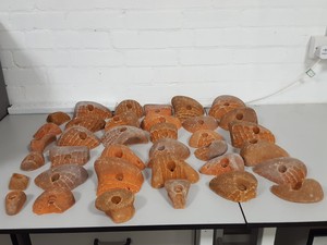 Thumbnail image of Lot of 36 Orange Bouldering / Rock Climbing Grips Hand / Foot - No Bolts