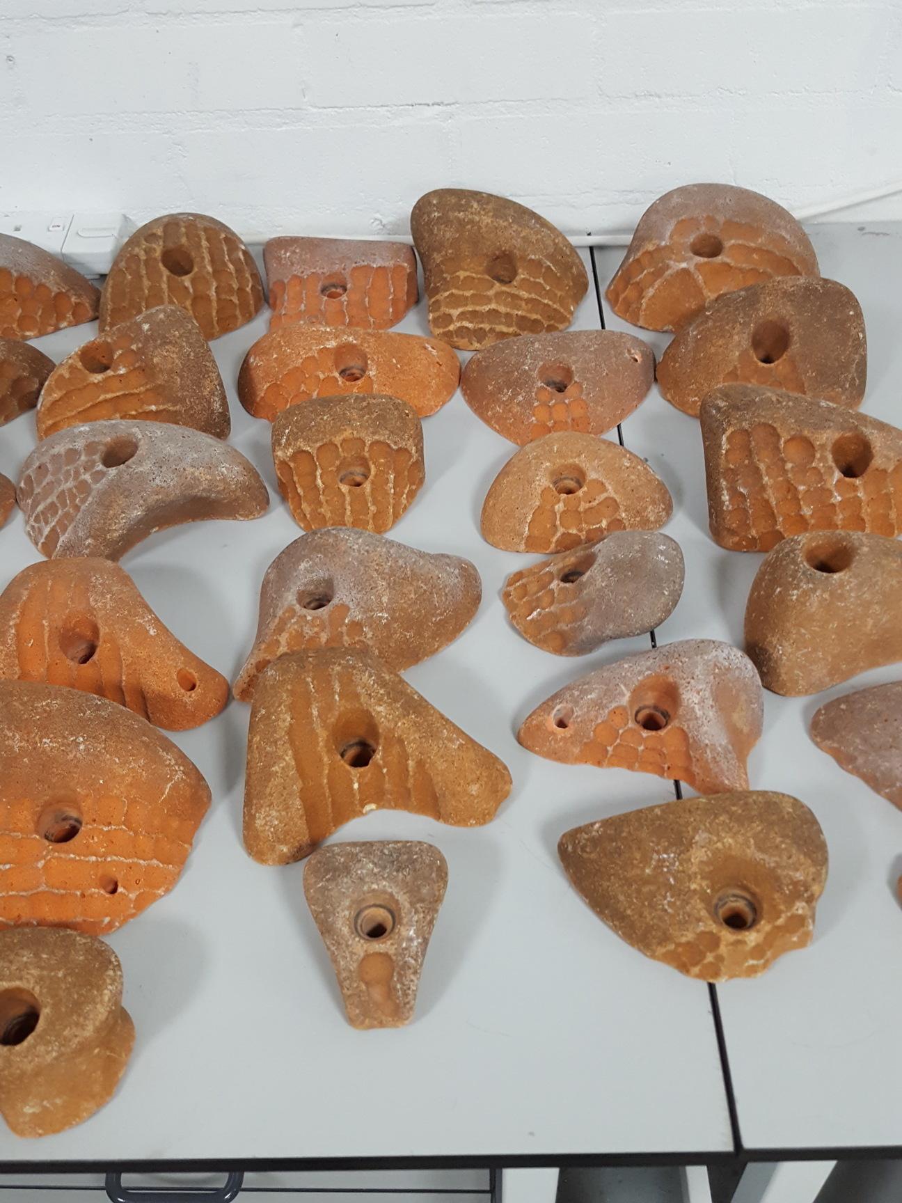 Image of Lot of 36 Orange Bouldering / Rock Climbing Grips Hand / Foot - No Bolts