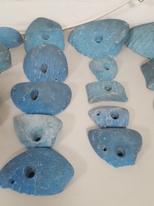 Thumbnail image of Lot of 25 Blue Bouldering / Rock Climbing Grips Hand / Foot - No Bolts